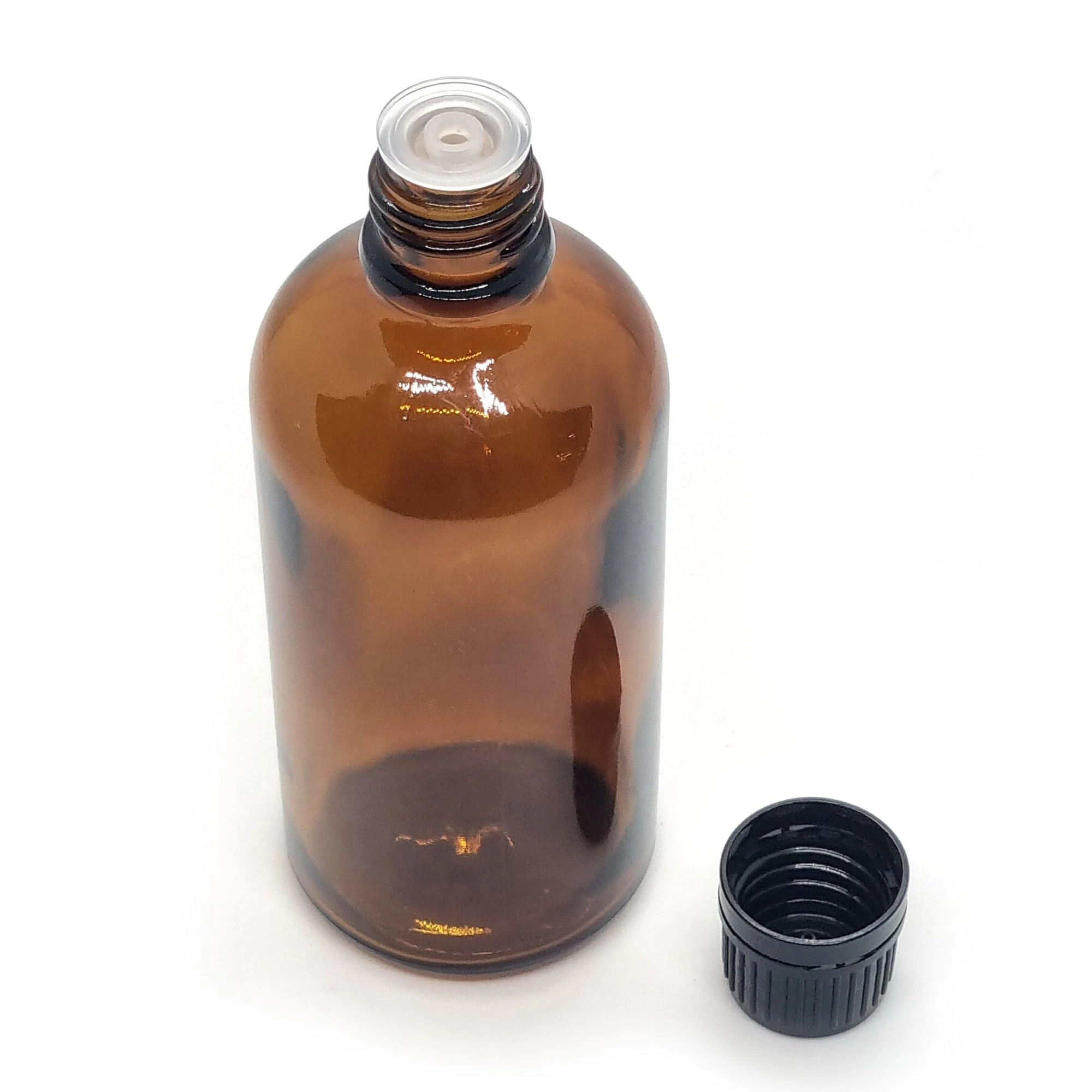 Forest Clay 100 ml Amber Round Empty Glass Bottle + Euro Dropper + Black Cap, Refillable, Reusable, Leak Proof for Essential Oils, Blends, DIY Perfumes & Face Oil Set of 2
