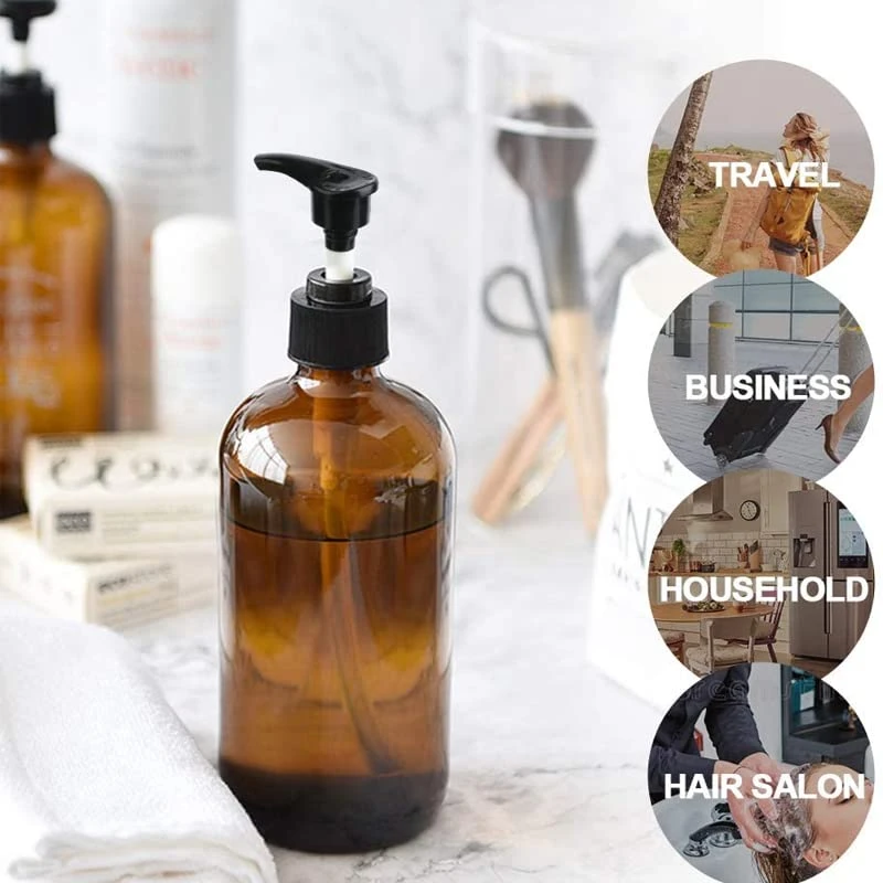 Forest Clay Empty Plastic Pump Bottles Portable Clear Small Cylinder Shampoo Lotion Pump Bottle Dispenser Durable Refillable Containers for Liquid Soap, Massage Oil -300 ml Pack of 2
