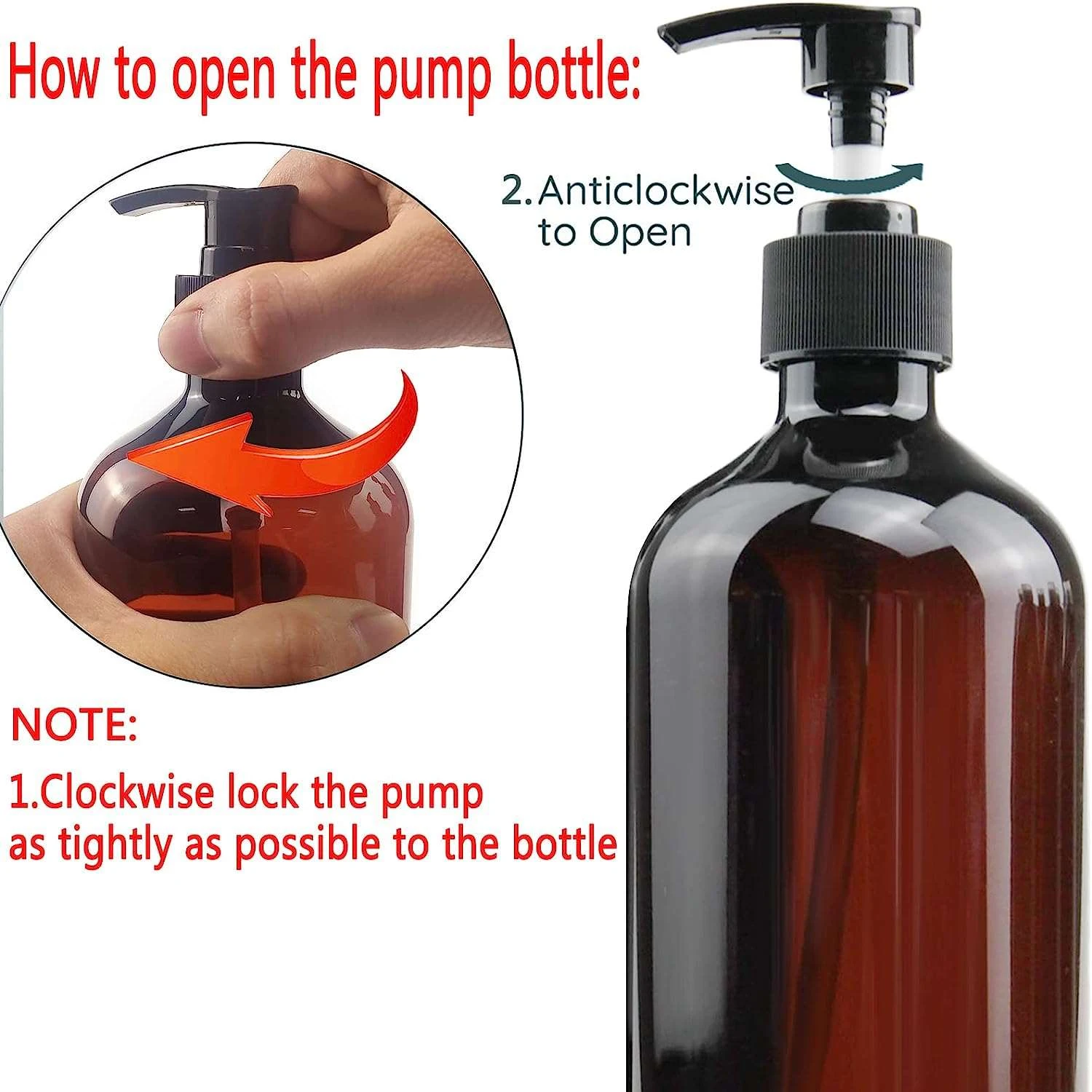 Empty Refillable Amber Colour Pump Bottles